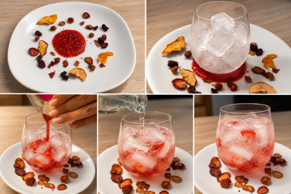 PREPARACION SODA ITALIANA LYCHE Y FRESA